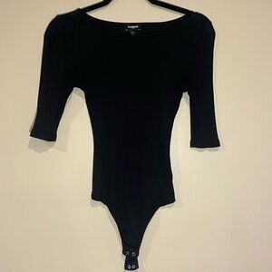 Express Black Ribbed Bodysuit